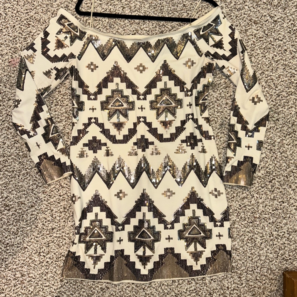 Express Sequin White Dress